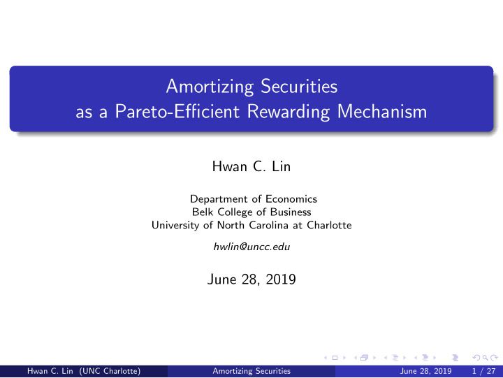 amortizing securities as a pareto efficient rewarding