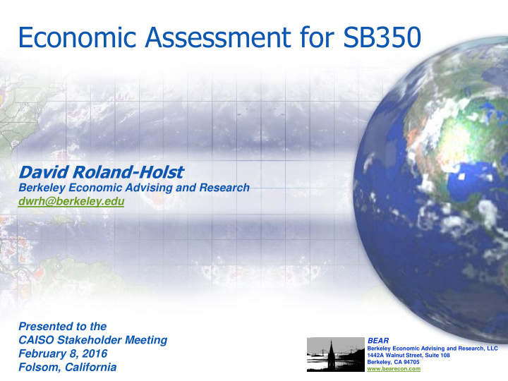 economic assessment for sb350