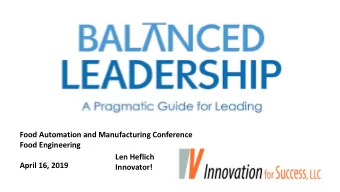 April 16, 2019  Innovator!  Leadership is Critical to the success of  - Organizations  - Teams  -