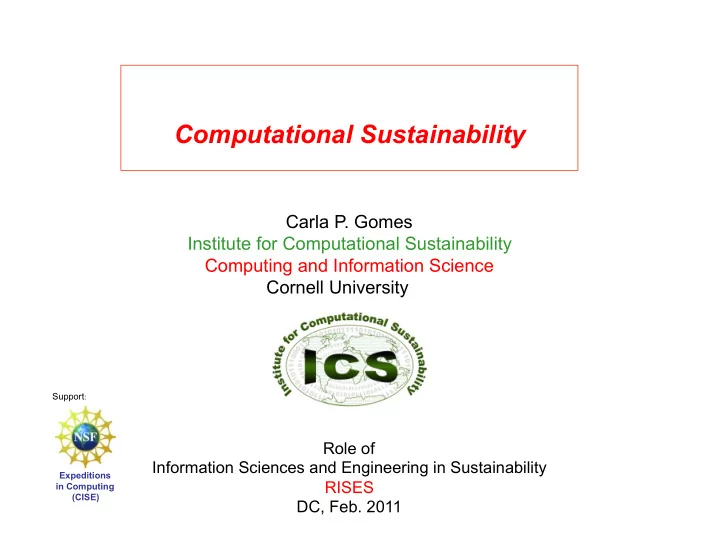 computational sustainability carla p gomes institute for