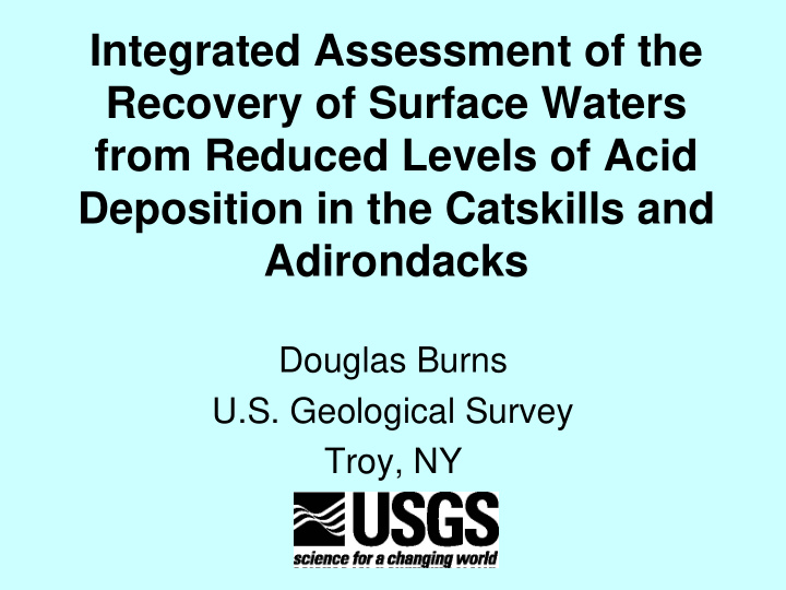 integrated assessment of the recovery of surface waters