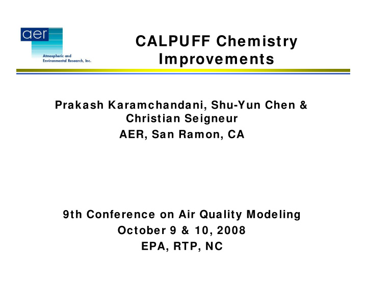 calpuff chemistry improvements