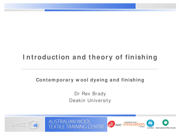 i ntroduction and theory of finishing