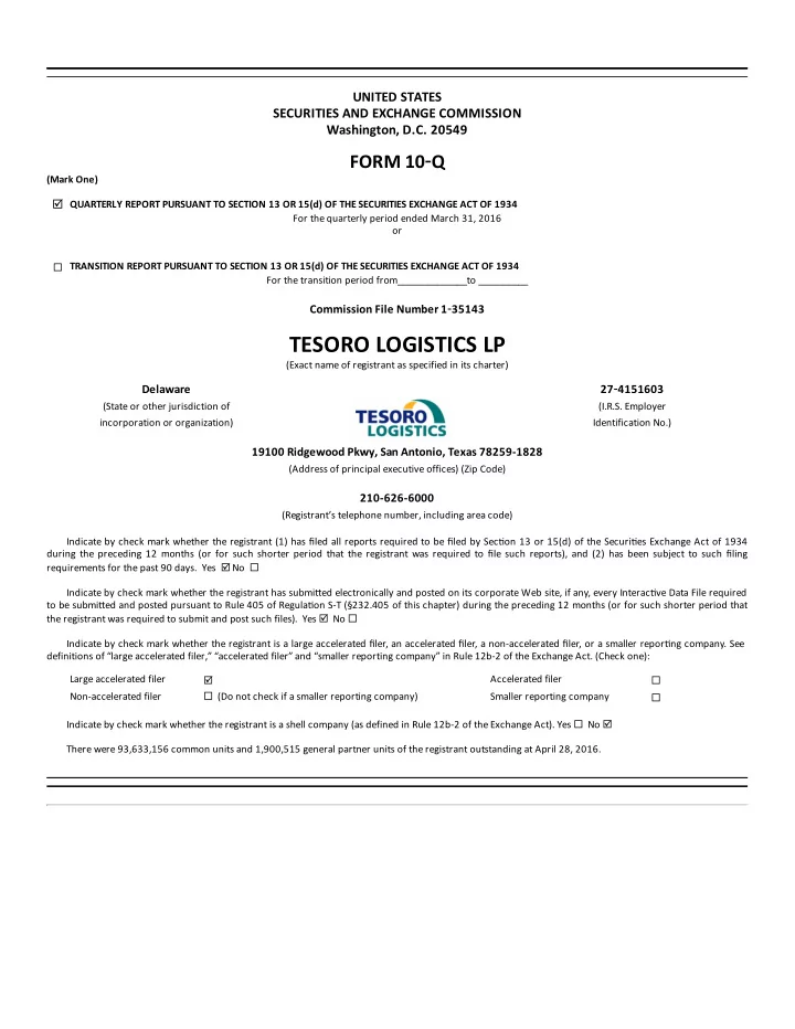 tesoro logistics lp