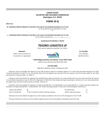 TESORO LOGISTICS LP  (Exact name of registrant as specified in its charter) 27  4151603