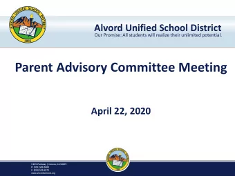 Parent Advisory Committee Meeting  April 22, 2020  9 KPC Parkway | Corona, CA 92879  P: (951)