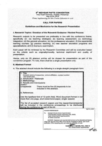 There must be five (5) keYWords to  5.KeyV{ords  be included in the abstract. 6. References Use