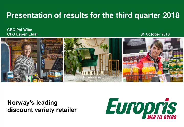 presentation of results for the third quarter 2018