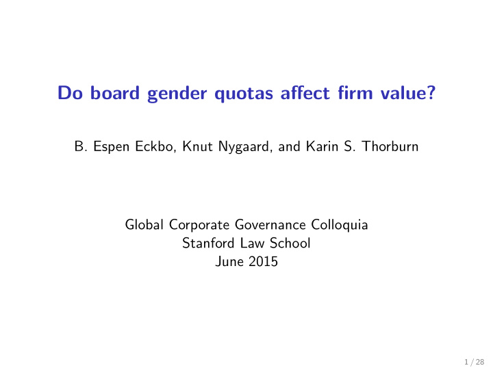 do board gender quotas affect firm value