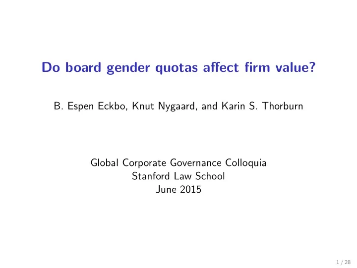 do board gender quotas affect firm value