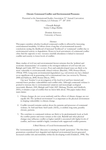 Chronic Communal Conflict and Environmental Pressures Presented at the International Studies