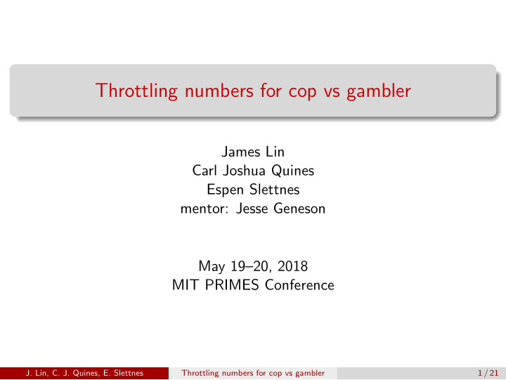 throttling numbers for cop vs gambler