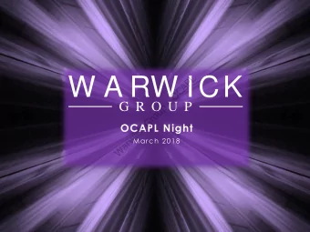 W A RW ICK  P  A  C  O  -  p  G R O U P  u  o  r  G  OCAPL Night  k  c  i  w  March 2018  r  a  W