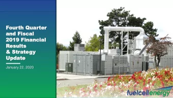 Up  Upda  date  te  January 22, 2020  FUELCELL ENERGY INVESTOR PRESENTATION  Safe Harbor Statement
