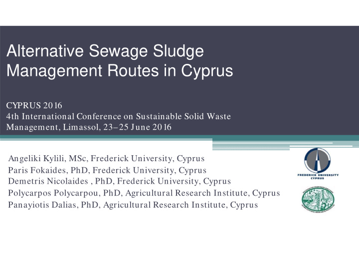 alternative sewage sludge management routes in cyprus