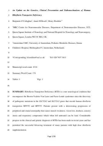 An Update on the Genetics, Clinical Presentation and Pathomechanisms of Human  2  Riboflavin