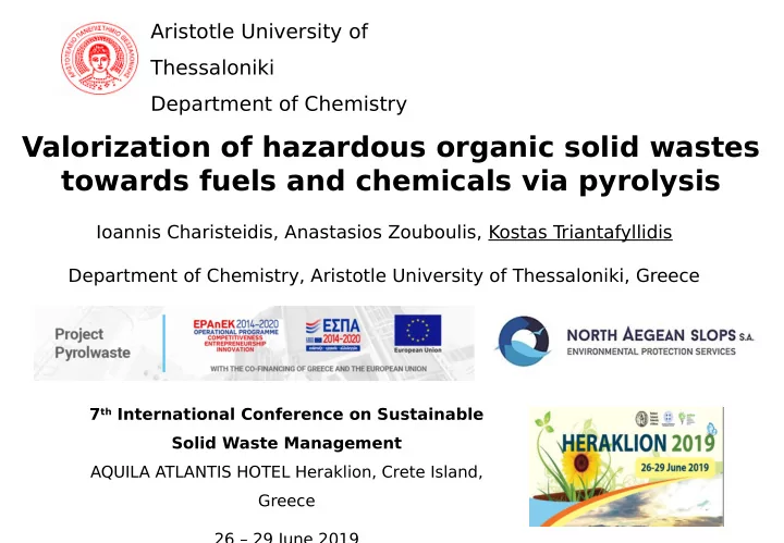 valorization of hazardous organic solid wastes towards