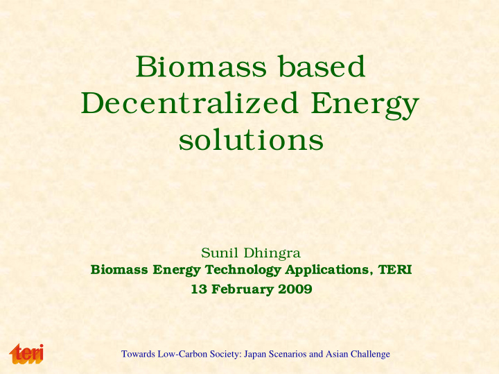 biomass based decentralized energy solutions