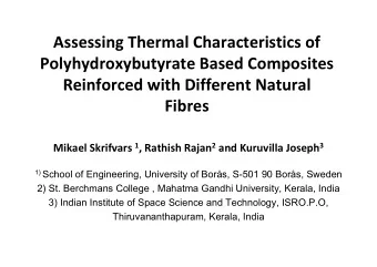 Assessing Thermal Characteristics of Polyhydroxybutyrate Based Composites Reinforced with Different