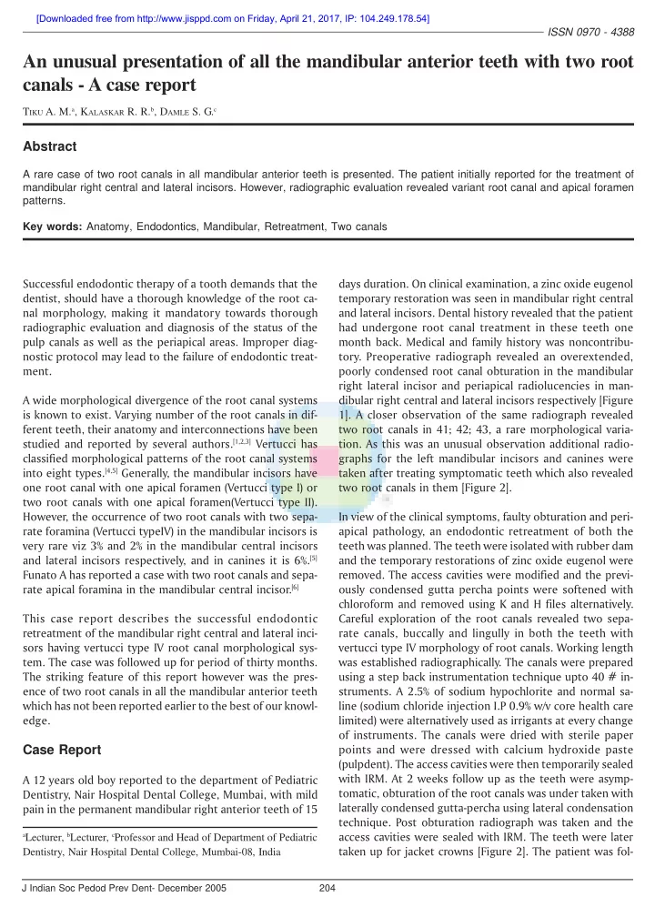 an unusual presentation of all the mandibular anterior