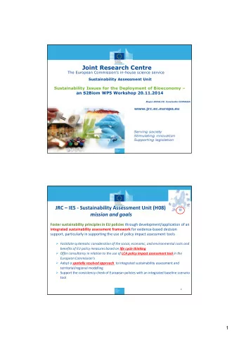 Joint Research Centre  The European Commissions in-house science service  Sustainability
