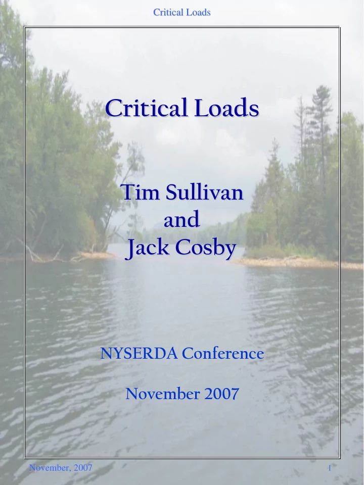 critical loads critical loads