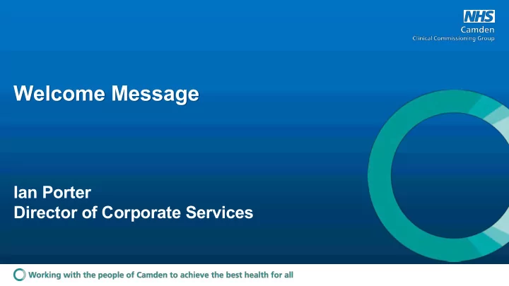 welcome message