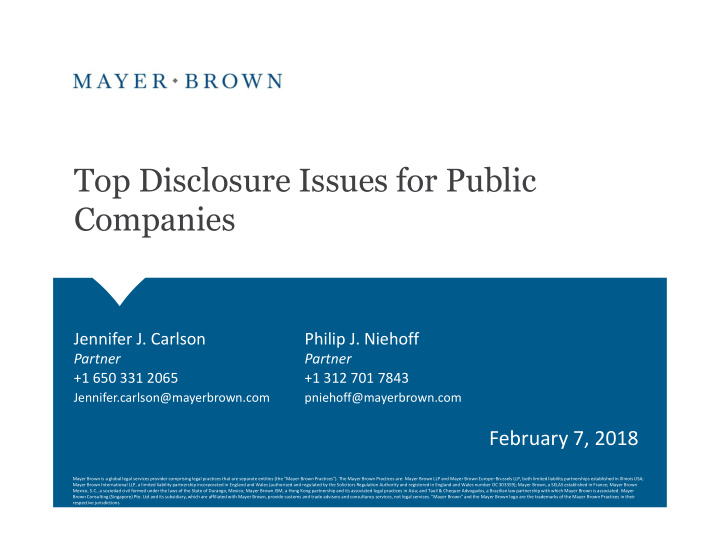 top disclosure issues for public companies