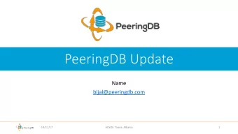 PeeringDB Update  Name  bijal@peeringdb.com  14/11/17  ALNOF, Tirana, Albania  1  Presentation