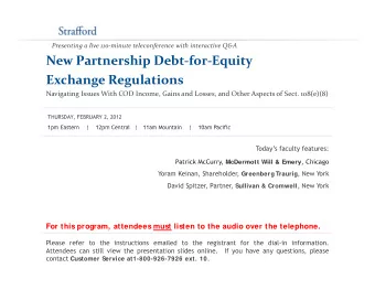 New Partnership Debt  for  Equity Exchange Regulations Navigating Issues With COD Income,