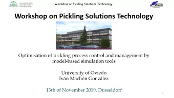 Workshop on Pickling Solutions Technology  Optimisation of pickling process control and management