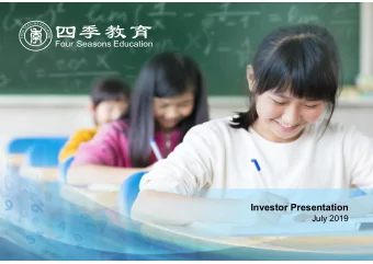 Investor Presentation  July 2019  Disclaimer This presentation has been prepared by Four Seasons