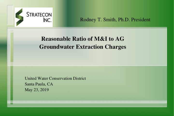 reasonable ratio of m i to ag groundwater extraction