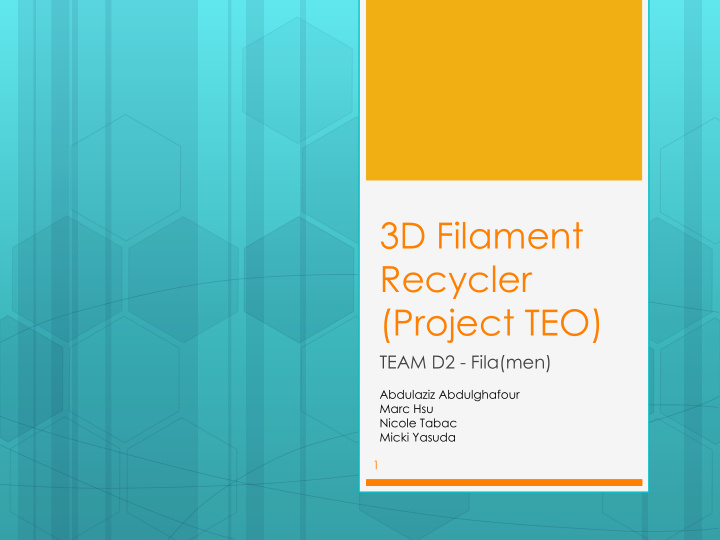 3d filament recycler project teo