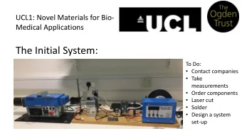 The Initial System:  To Do:  Contact companies  Take  measurements  Order components