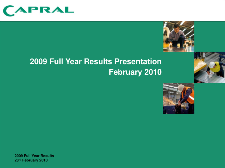 2009 full year results presentation february 2010