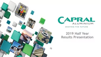 2019 Half Year  Results Presentation  Aus  ustrali  lia's lead  ading su  supp  ppli  lier of  f