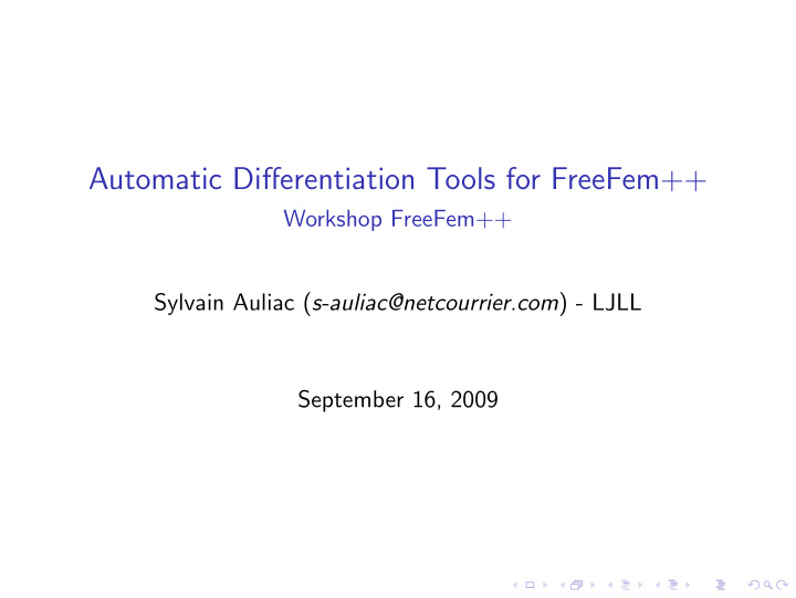 automatic differentiation tools for freefem