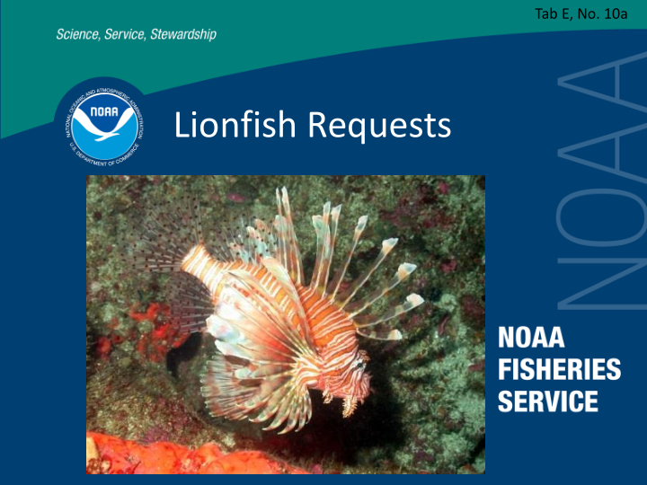 lionfish requests exempted fishing permits efp