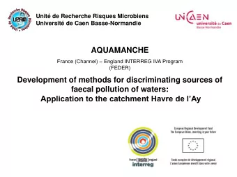 faecal pollution of waters: Application to the catchment Havre de lAy  EA 4655  Unit de