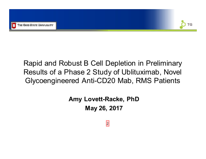 rapid and robust b cell depletion in preliminary results