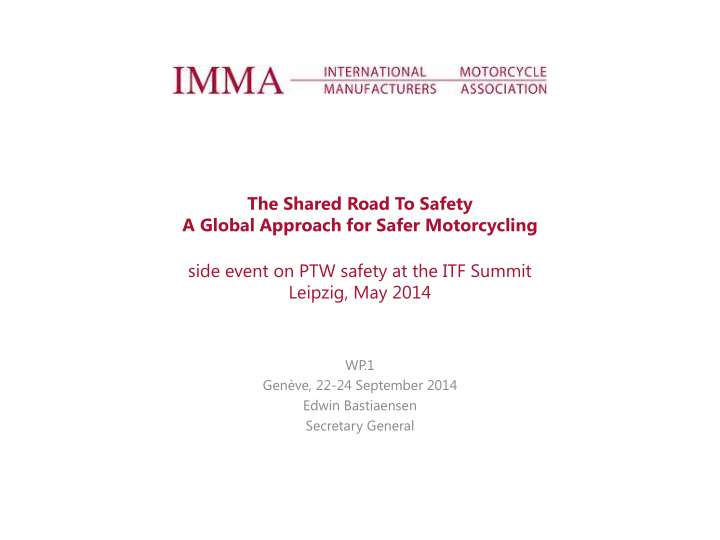 side event on ptw safety at the itf summit leipzig may