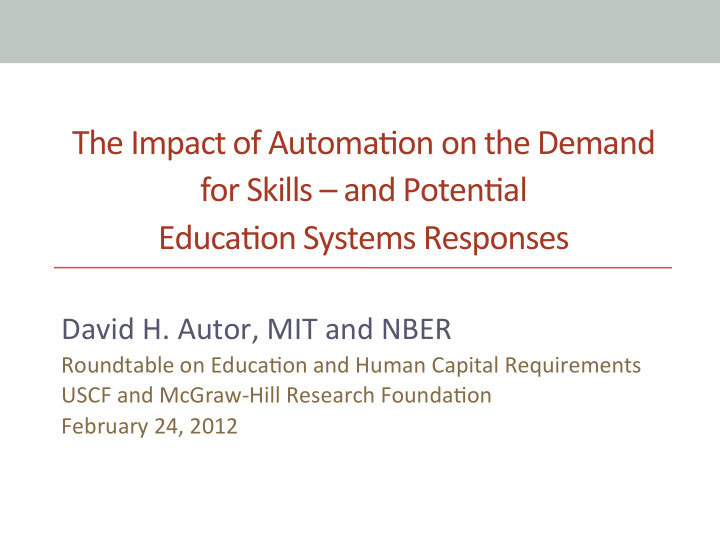 the impact of automa on on the demand for skills and