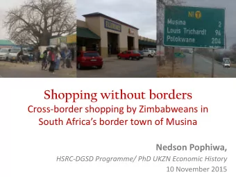 Shopping without borders  Cross-border shopping by Zimbabweans in  South Africas border town of