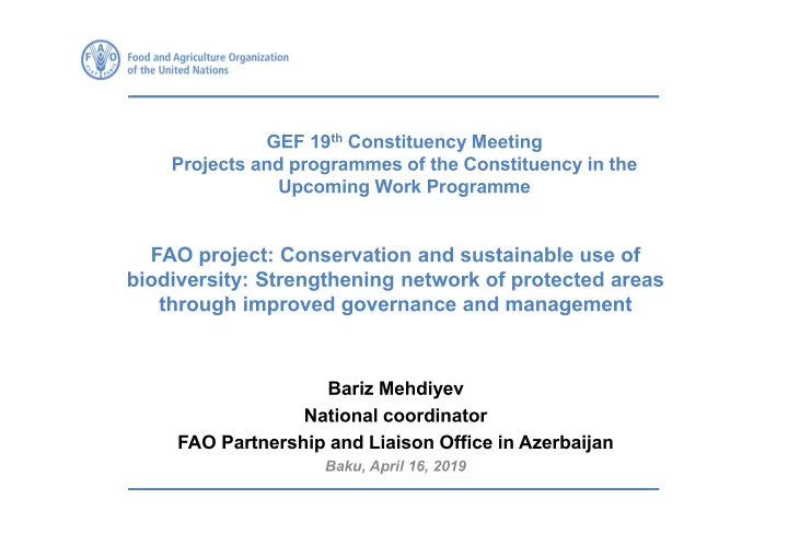 fao project conservation and sustainable use of