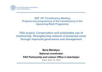 FAO project: Conservation and sustainable use of  biodiversity: Strengthening network of protected