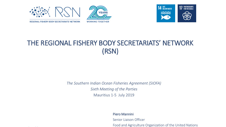 the regional fishery body secretariats network rsn