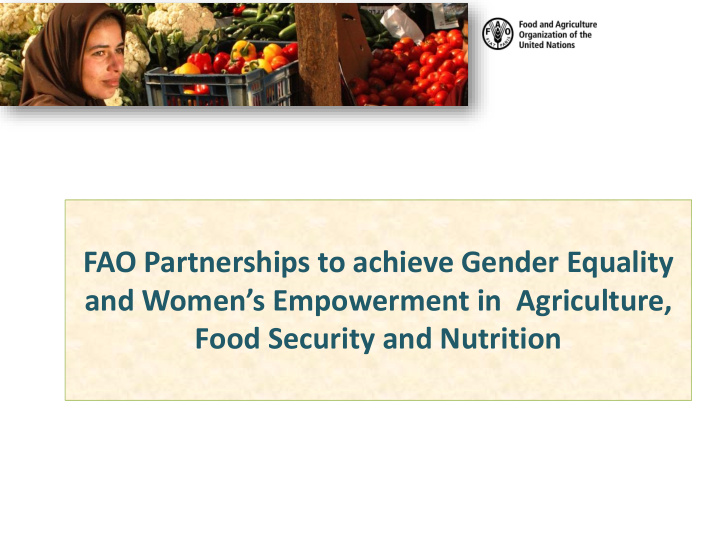 fao partnerships to achieve gender equality