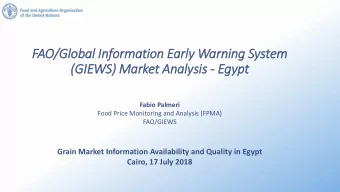 FAO/Global In  Information Early Warning System  (G  (GIE  IEWS) Market Analysis - Egypt  Fabio