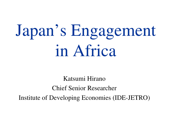 japan s engagement in africa